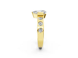 Yellow gold Pear Brilliant Channel-Set Diamond Ring with Bezel Prong Setting_8
