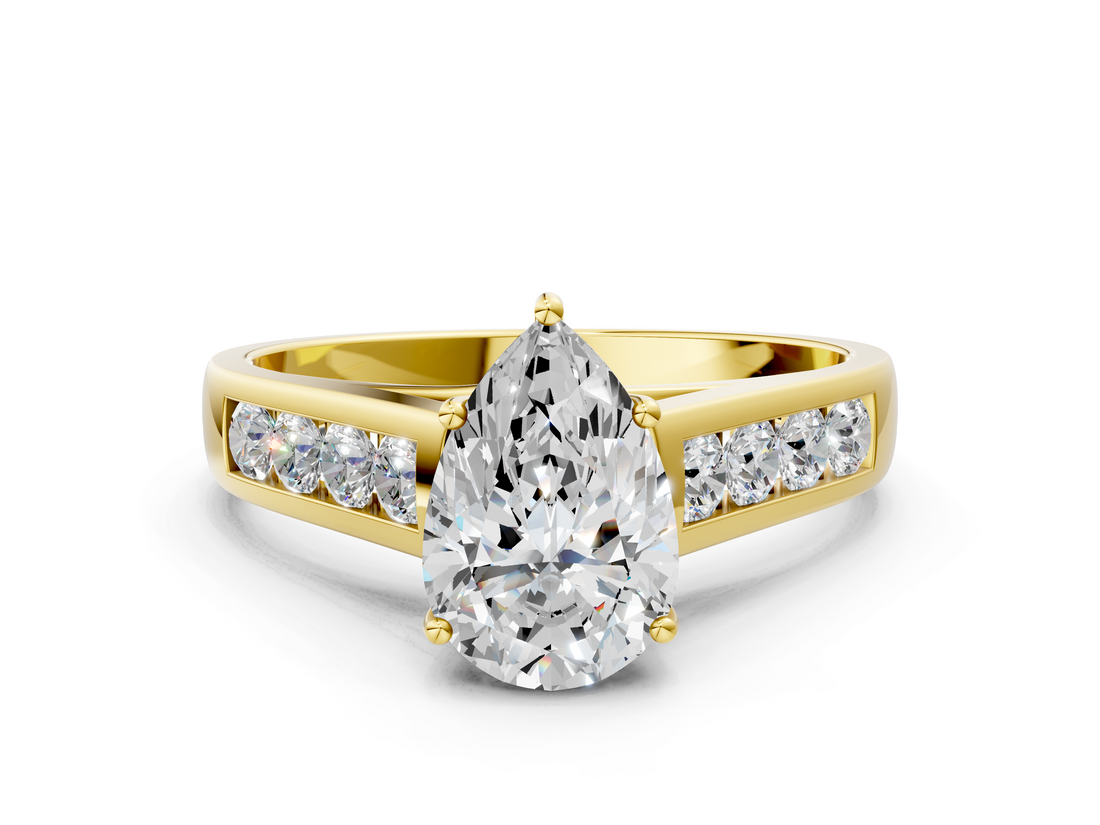 Yellow gold Pear Brilliant Channel-Set Solitaire Ring with Four-Prong Setting_20