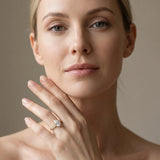 Yellow gold Pear Brilliant Cut Diamond Engagement Ring with Pavé Band and Four-Prong Setting_13