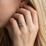Yellow gold Pear Brilliant Cut Diamond Engagement Ring with Pavé Band and Four-Prong Setting_14