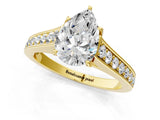 Yellow gold Pear Brilliant Cut Diamond Engagement Ring with Pavé Band and Four-Prong Setting_75