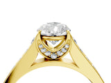 Yellow gold Pear Brilliant Cut Diamond Engagement Ring with Pavé Band and Four-Prong Setting_78