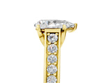 Yellow gold Pear Brilliant Cut Diamond Engagement Ring with Pavé Band and Four-Prong Setting_79