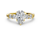 Yellow gold Pear Brilliant Cut Diamond Five-Stone Prong Set Engagement Ring with Channel Band_23