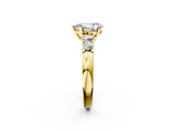 Yellow gold Pear Brilliant Cut Diamond Five-Stone Prong Set Engagement Ring with Channel Band_25