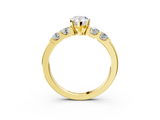 Yellow gold Pear Brilliant Cut Diamond Five-Stone Prong Set Engagement Ring with Channel Band_26