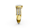 Yellow gold Pear Brilliant Diamond Channel Set Wide Band Ring with Bezel Setting_22