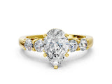 Yellow gold Pear Brilliant Diamond Five-Stone Engagement Ring with Prong Setting on a Classic Band_16