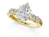 Yellow gold Pear Brilliant Diamond Five-Stone Engagement Ring with Prong Setting on a Classic Band_17