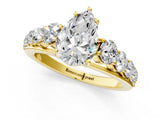Yellow gold Pear Brilliant Diamond Pavé Band with Six-Prong Setting_12