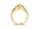 Yellow gold Pear Brilliant Diamond Pavé Band with Six-Prong Setting_14