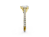 Yellow gold Pear Brilliant Diamond Solitaire with Pavé Band and Four-Prong Setting 2