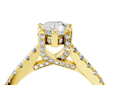Yellow gold Pear Brilliant Diamond Solitaire with Pavé Band and Four-Prong Setting 4