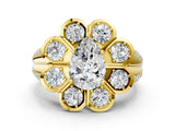 Yellow gold Pear Brilliant Flower Halo Diamond Split Shank Ring_27