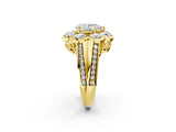 Yellow gold Pear Brilliant Flower Halo Diamond Split Shank Ring_29