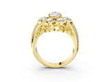 Yellow gold Pear Brilliant Flower Halo Diamond Split Shank Ring_30
