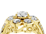 Yellow gold Pear Brilliant Flower Halo Diamond Split Shank Ring_31