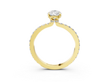 Yellow gold Pear Brilliant Pavé Band Solitaire with Four-Prong Setting_37