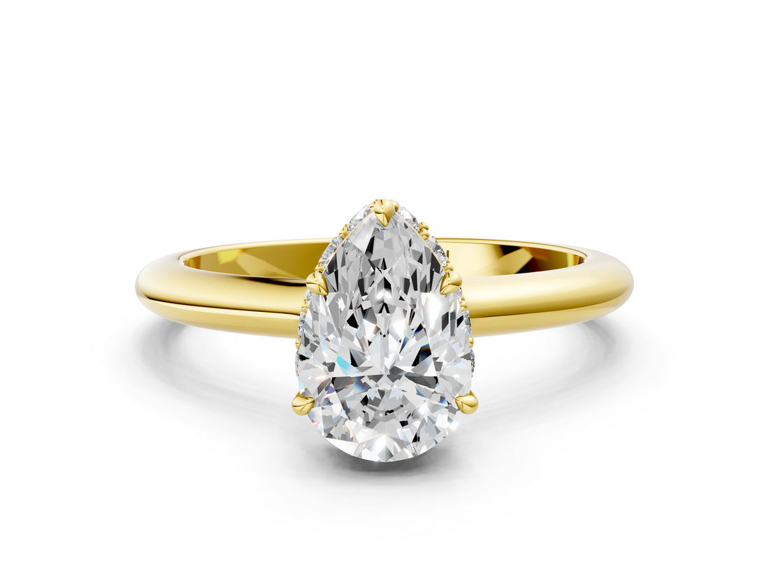 Yellow gold Pear Brilliant Solitaire Engagement Ring with Six-Prong Setting and Classic Band_20