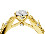 Yellow gold Pear Brilliant Solitaire with Leaf Motif Band and Four-Prong Setting_72