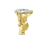 Yellow gold Pear Brilliant Solitaire with Leaf Motif Band and Four-Prong Setting_73
