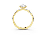 Yellow gold Pear Brilliant Solitaire with Pavé Band and Claw Prong Setting_10