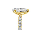 Yellow gold Pear Brilliant Solitaire with Pavé Band and Claw Prong Setting_12