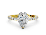 Yellow gold Pear Brilliant Solitaire with Pavé Band and Claw Prong Setting_7