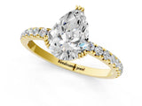 Yellow gold Pear Brilliant Solitaire with Pavé Band and Claw Prong Setting_8