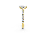 Yellow gold Pear Brilliant Solitaire with Pavé Band and Claw Prong Setting_9