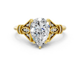 Yellow gold Pear Brilliant Solitaire with Pave Band and Four-Prong Setting_20