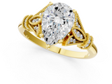 Yellow gold Pear Brilliant Solitaire with Pave Band and Four-Prong Setting_21
