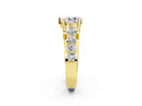 Yellow gold Pear Brilliant Solitaire with Side Stones on a Pave Band and Four-Prong Setting_26