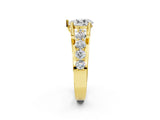 Yellow gold Pear Brilliant Solitaire with Side Stones on a Pave Band and Four-Prong Setting_64