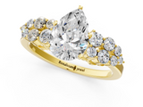 Yellow gold Pear Cluster Diamond Engagement Ring with Pavé Band and Four-Prong Setting_76