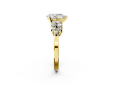 Yellow gold Pear Cluster Diamond Engagement Ring with Pavé Band and Four-Prong Setting_77