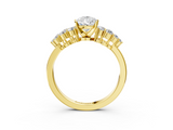 Yellow gold Pear Cluster Diamond Engagement Ring with Pavé Band and Four-Prong Setting_78