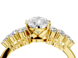 Yellow gold Pear Cluster Diamond Engagement Ring with Pavé Band and Four-Prong Setting_79