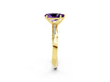 Yellow gold Pear Cut Amethyst Engagement Ring with Side Stone Accents and Four-Prong Setting_29