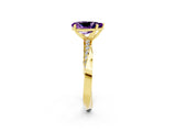Yellow gold Pear Cut Amethyst Engagement Ring with Side Stone Accents and Four-Prong Setting_62
