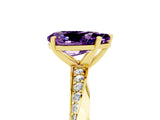 Yellow gold Pear Cut Amethyst Engagement Ring with Side Stone Accents and Four-Prong Setting_65