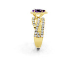 Yellow gold Pear Cut Amethyst Halo Ring with Round Split Shank and Prong Setting_50