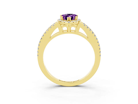 Yellow gold Pear Cut Amethyst Halo Split Shank Engagement Ring_15