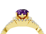 Yellow gold Pear Cut Amethyst  Halo Twist Band Solitaire Prong Setting Ring_40