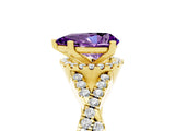 Yellow gold Pear Cut Amethyst  Halo Twist Band Solitaire Prong Setting Ring_41