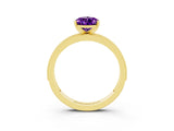 Yellow gold Pear Cut Amethyst Milgrain Pavé Engagement Ring with Four-Prong Setting_3
