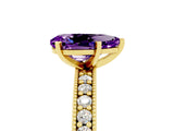 Yellow gold Pear Cut Amethyst Milgrain Pavé Engagement Ring with Four-Prong Setting_5