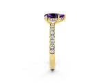 Yellow gold Pear Cut Amethyst Pave Band Solitaire Ring with Four-Prong Setting_26
