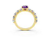 Yellow gold Pear Cut Amethyst Prong Setting with Side Stones on a Pave Band_3