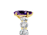 Yellow gold Pear Cut Amethyst Prong Setting with Side Stones on a Pave Band_5